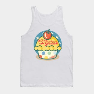 Merica 4th of July Retro Cupcake Murica Funny Patriotic Tank Top